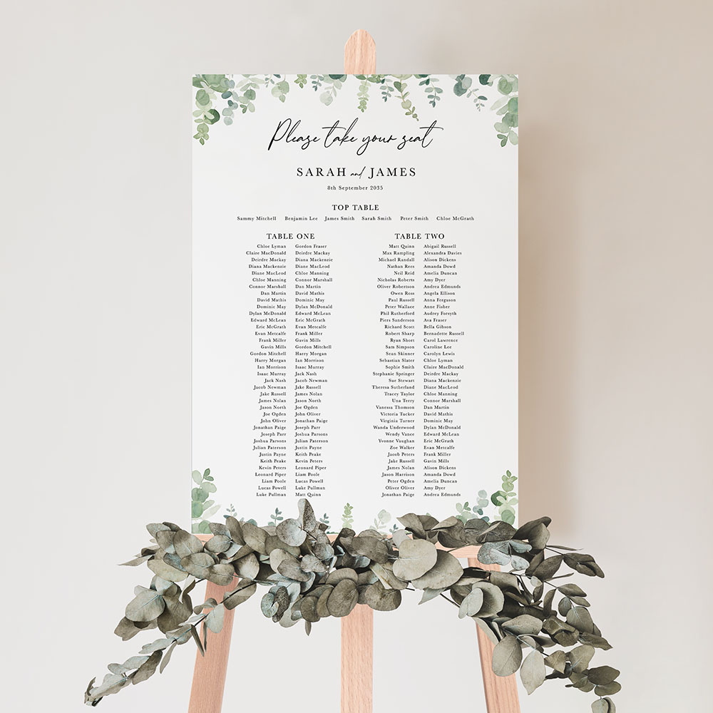 'Classic Eucalyptus CE14' Large White Table Plan A2/A1