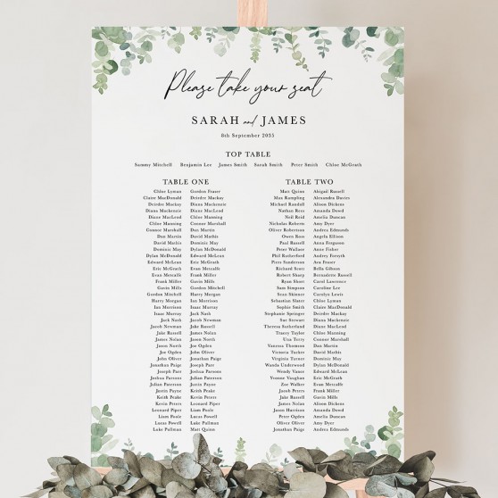 'Classic Eucalyptus CE14' Large White Table Plan A2/A1
