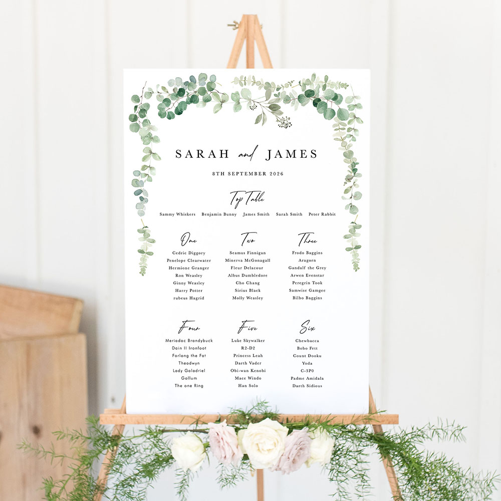 'Classic Eucalyptus CE22' Large White Table Plan A2/A1