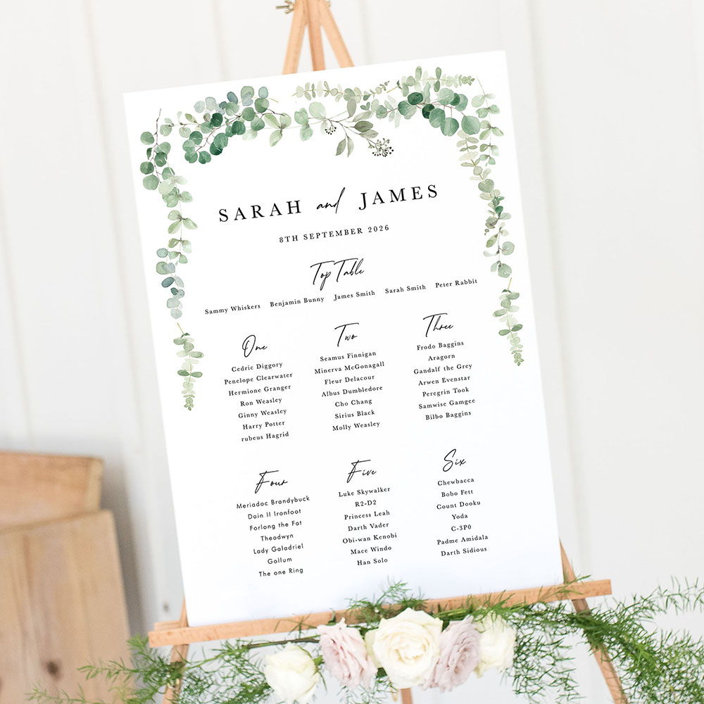 'Classic Eucalyptus CE22' Large White Table Plan A2/A1