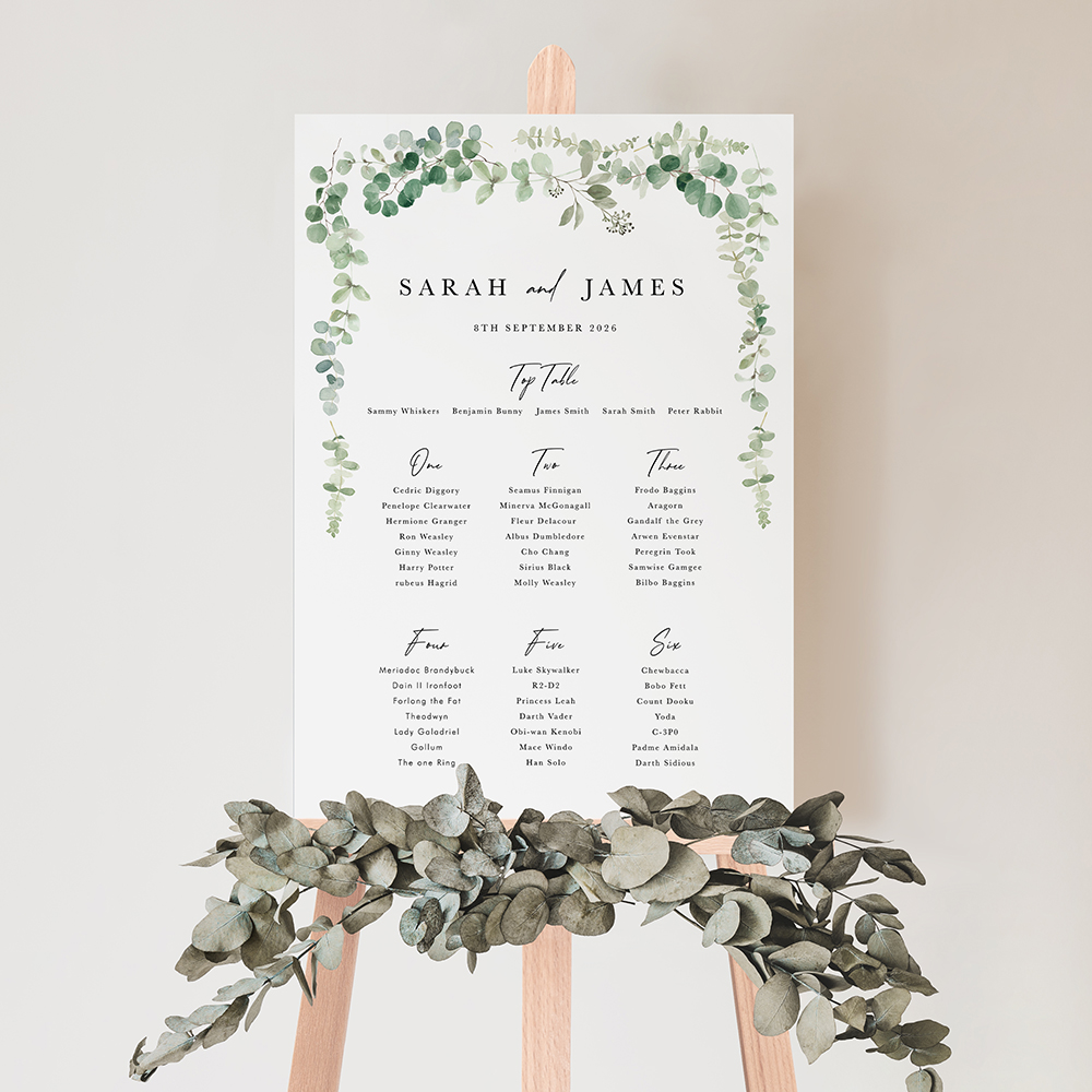 'Classic Eucalyptus CE22' Large White Table Plan A2/A1