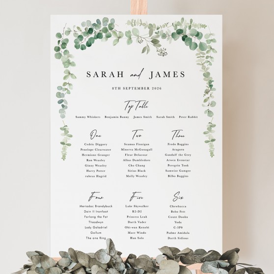 'Classic Eucalyptus CE22' Large White Table Plan A2/A1