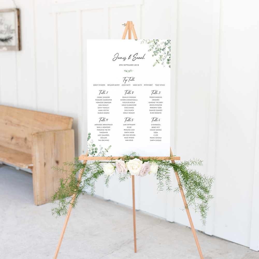 'Classic Eucalyptus' Large White Table Plan A2/A1