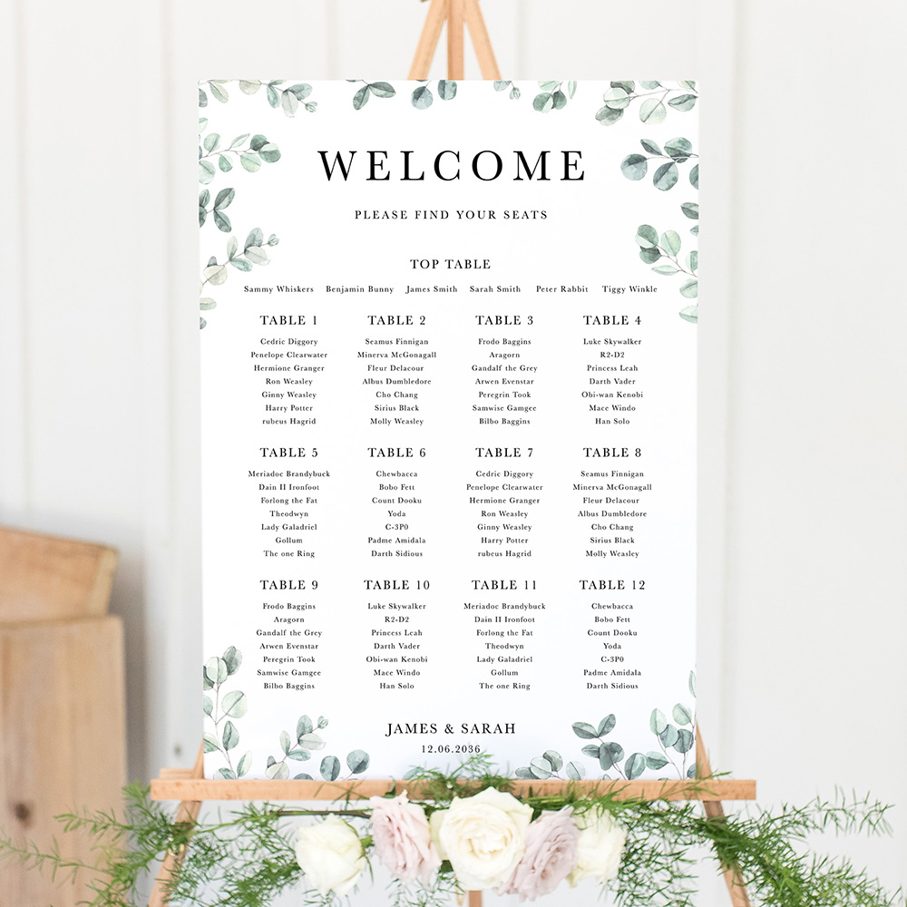 'Eucalyptus EC10' Large White Table Plan A2/A1