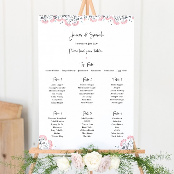 'Felicity' Large White Table Plan A2/A1