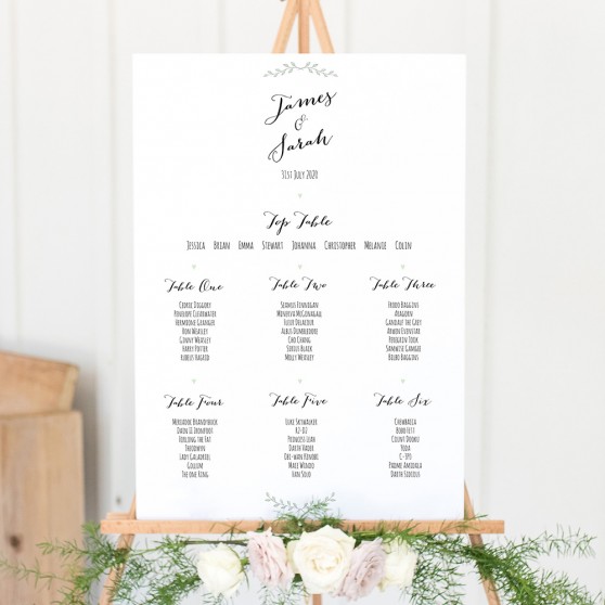 'Green Plant' Large White Table Plan A2/A1