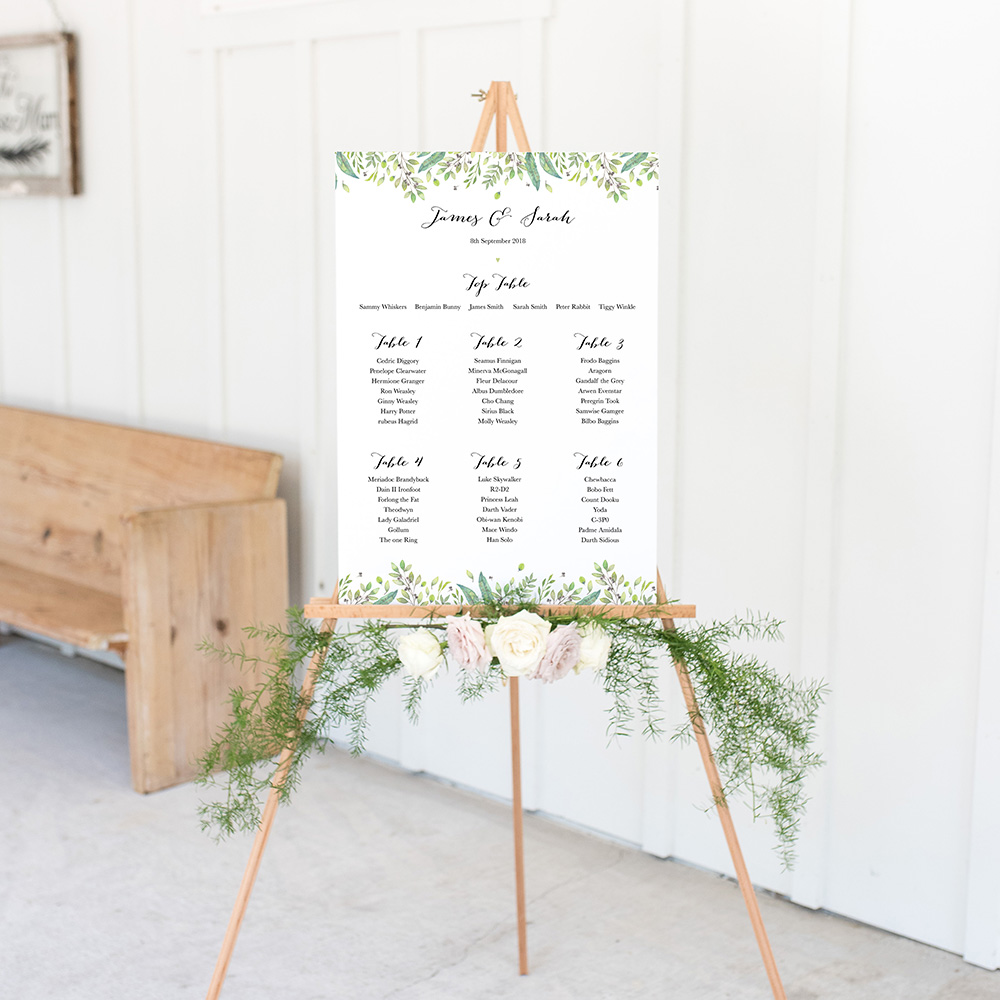 'Imogen' A3 Table Plan