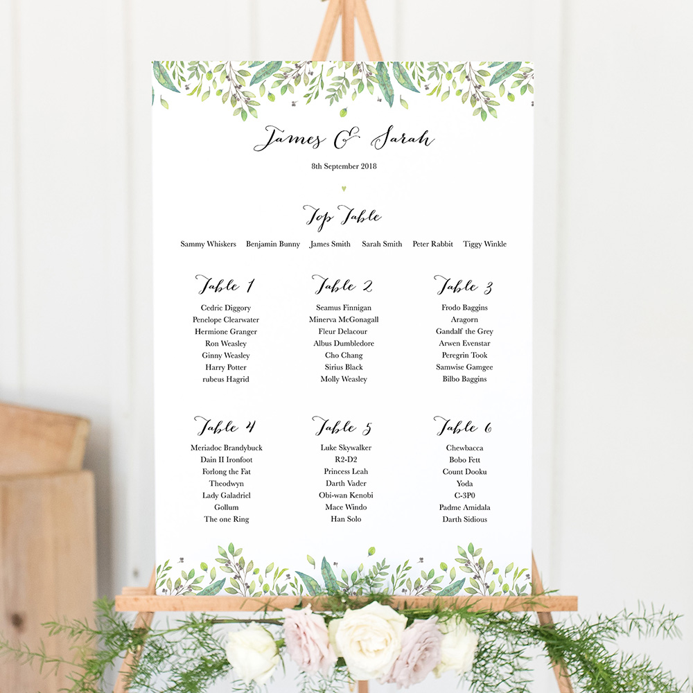 'Imogen' A3 Table Plan