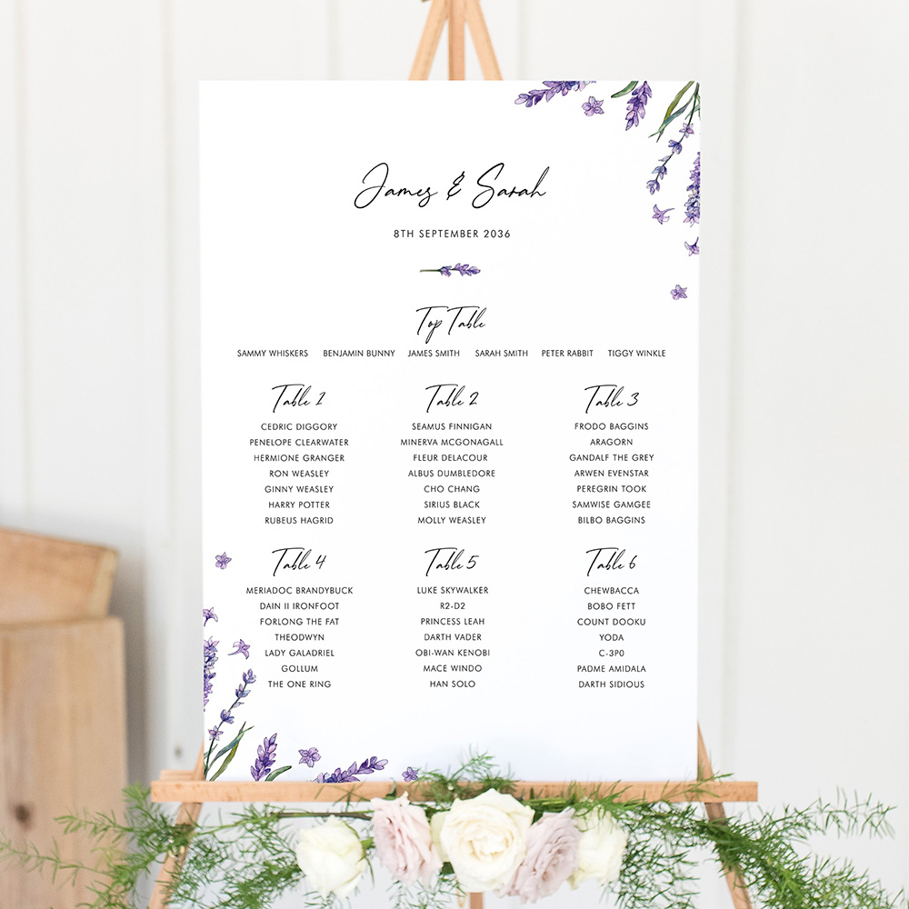 'Lavender L12' Large White Table Plan A2/A1