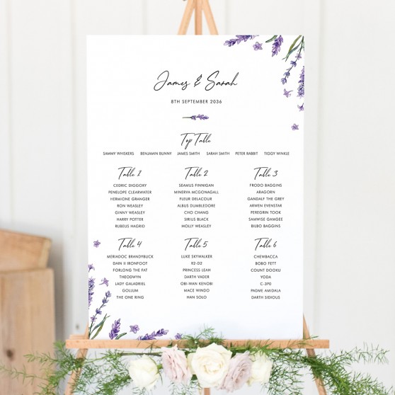'Lavender L12' Large White Table Plan A2/A1