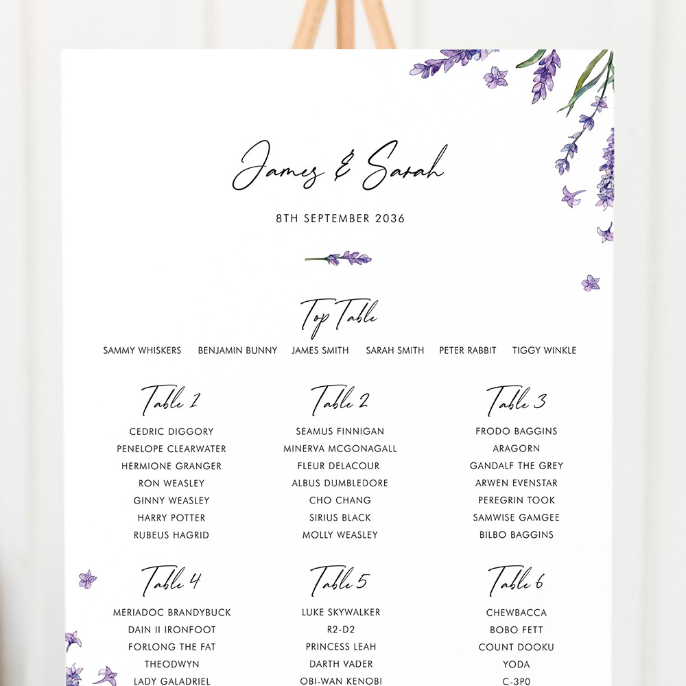'Lavender L12' Large White Table Plan A2/A1