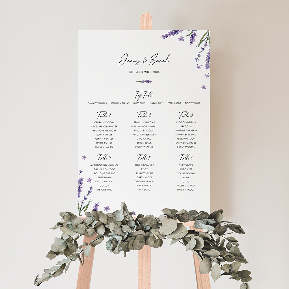 'Lavender L12' Large White Table Plan A2/A1