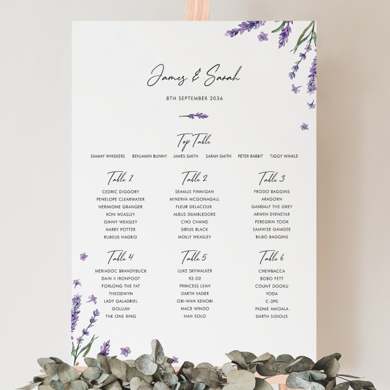 'Lavender L12' Large White Table Plan A2/A1