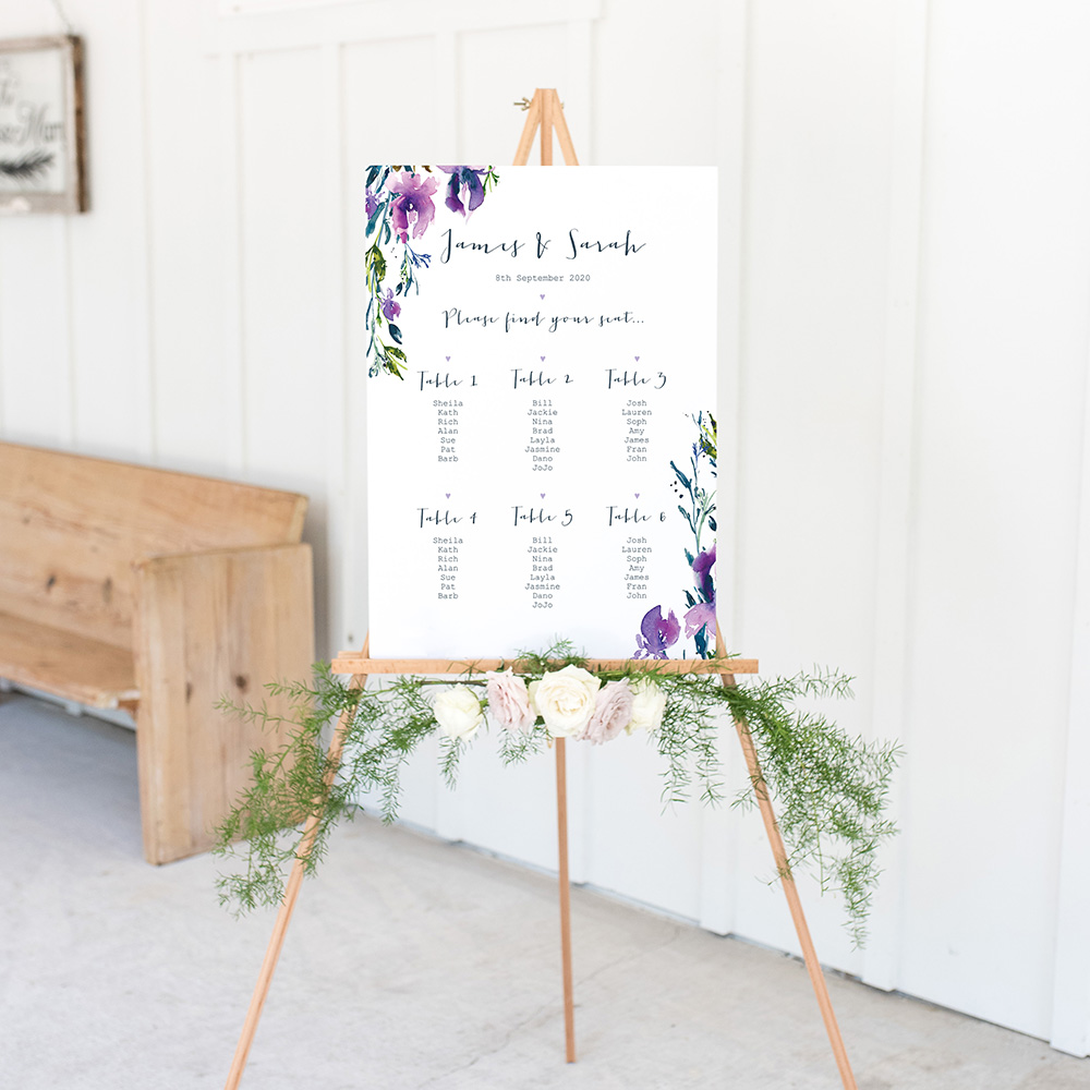 'Midnight Iris' A3 Table Plan