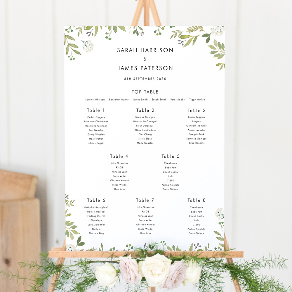 'Naomi' Large White Table Plan A2/A1