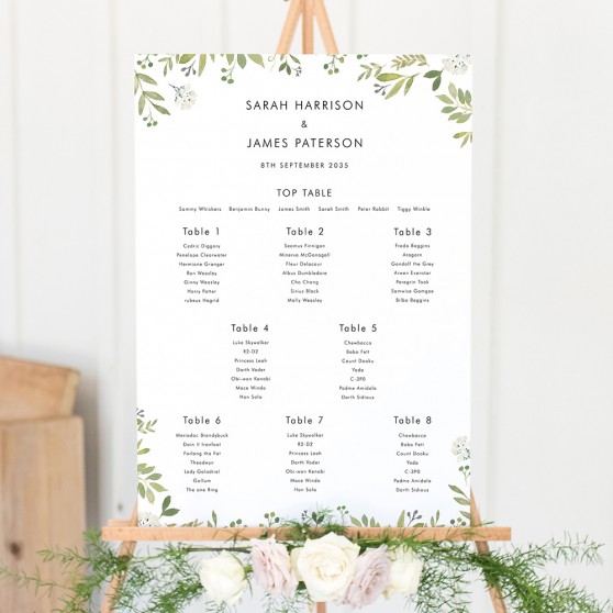 'Naomi' Large White Table Plan A2/A1