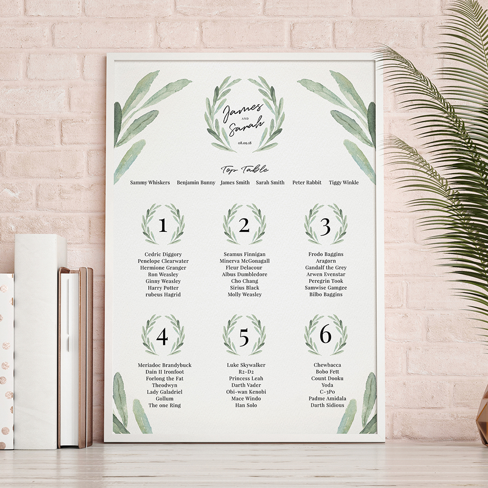 'Olive' Large White Table Plan A2/A1