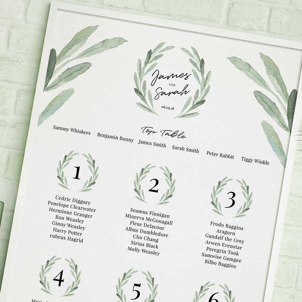'Olive' Large White Table Plan A2/A1