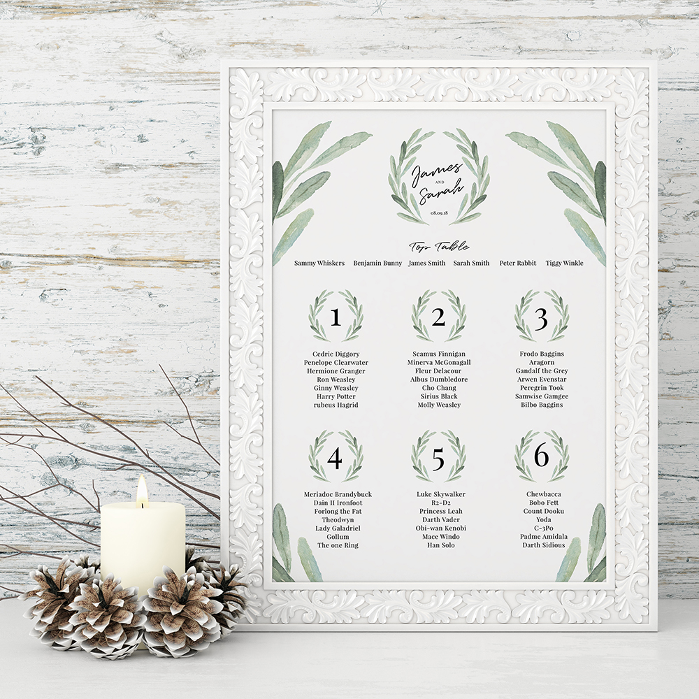 'Olive' Large White Table Plan A2/A1