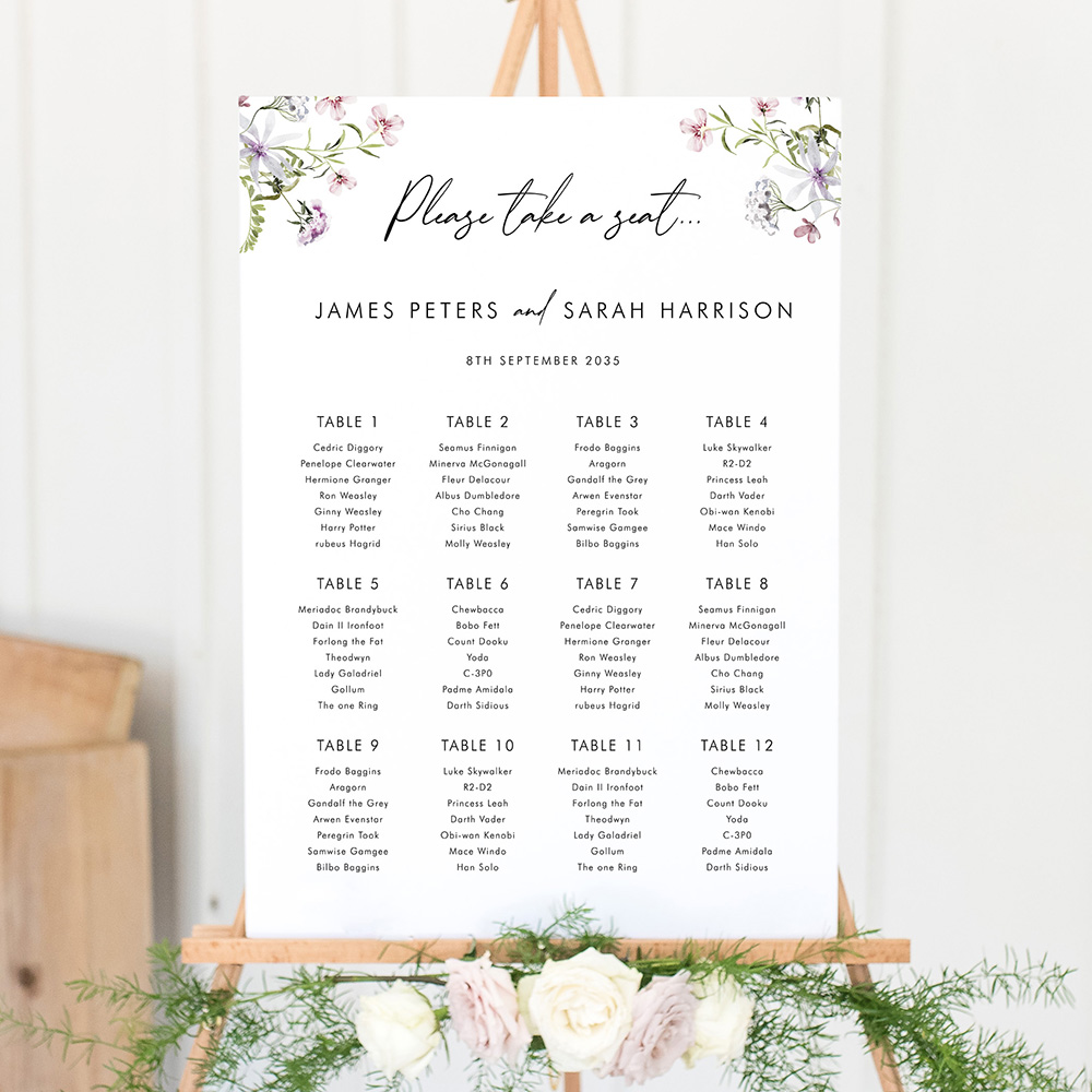 'Spring Blush SC11' Large White Table Plan A2/A1