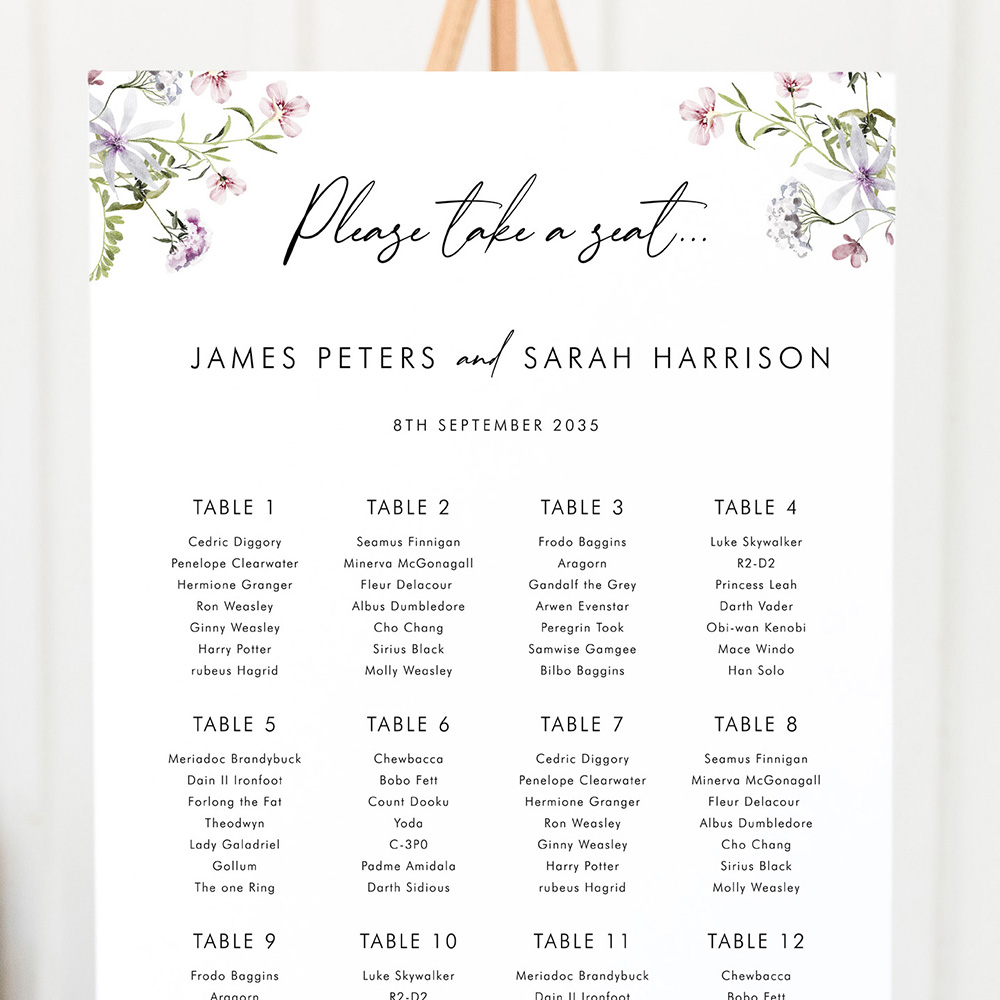 'Spring Blush SC11' Large White Table Plan A2/A1