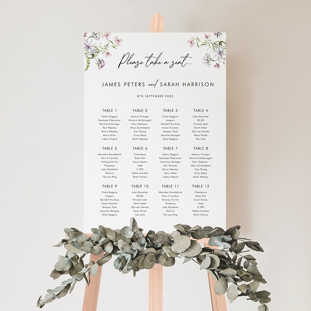 'Spring Blush SC11' Large White Table Plan A2/A1