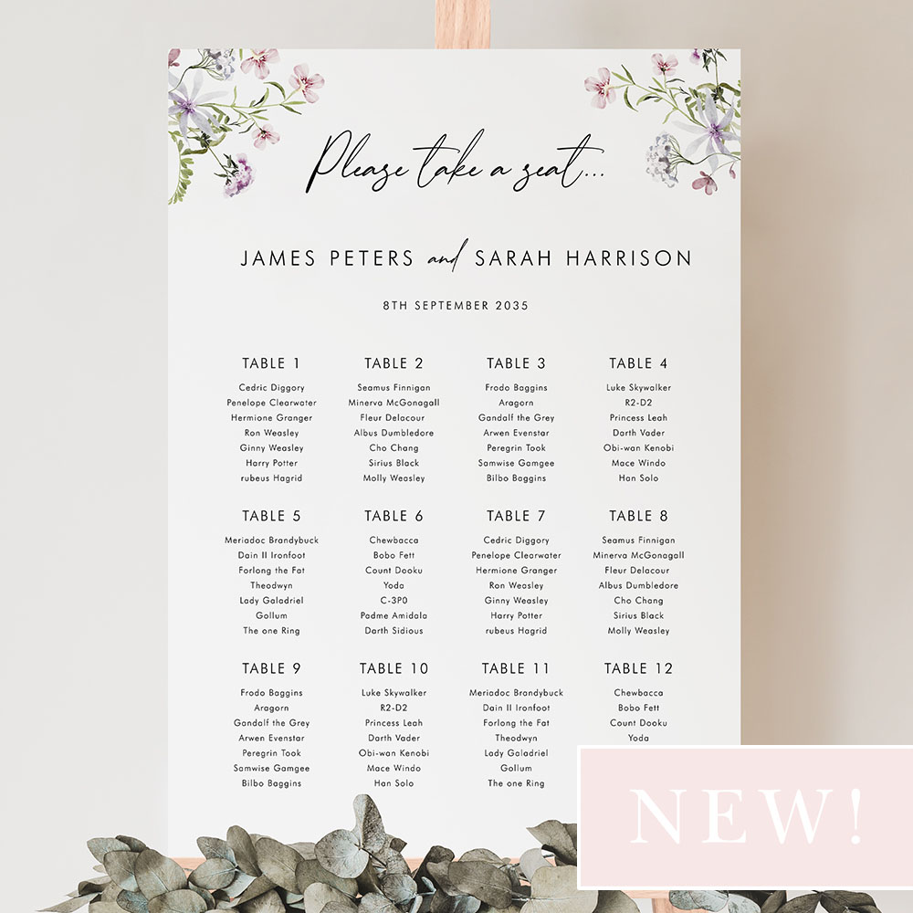 'Spring Blush SC11' Large White Table Plan A2/A1