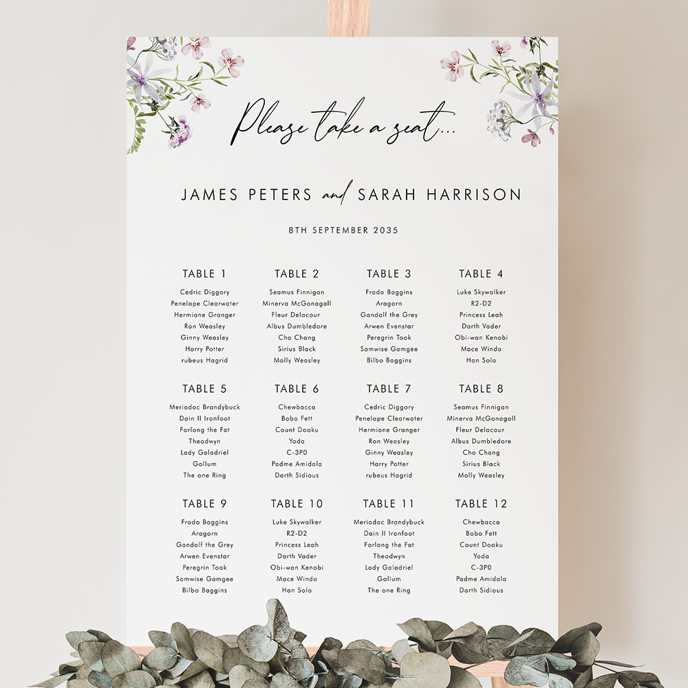 'Spring Blush SC11' Large White Table Plan A2/A1