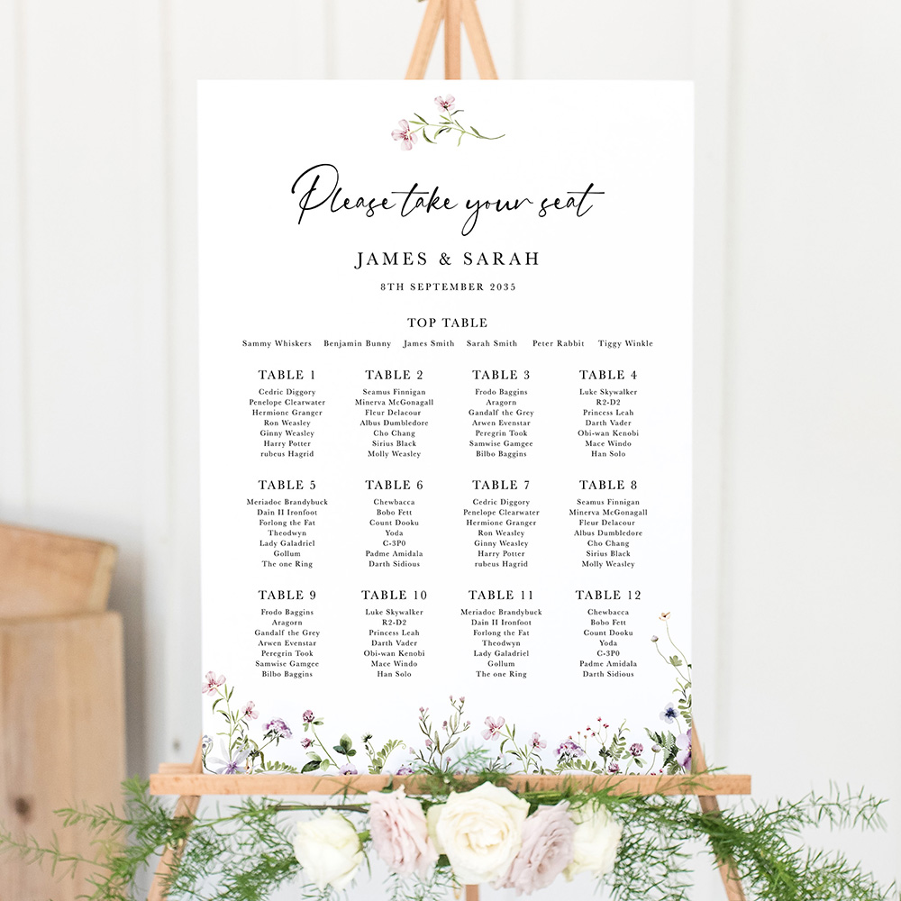 'Spring Blush SC12' Large White Table Plan A2/A1