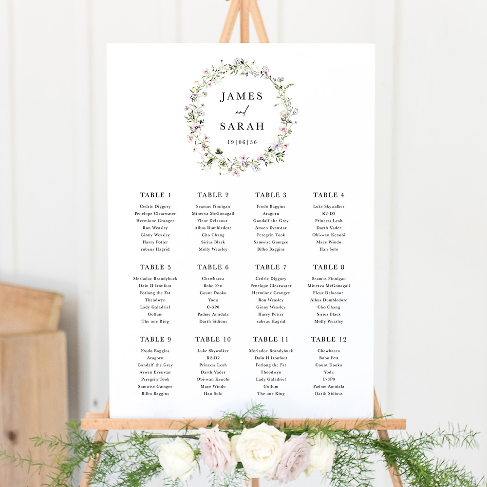 'Spring Blush SC13' Large White Table Plan A2/A1