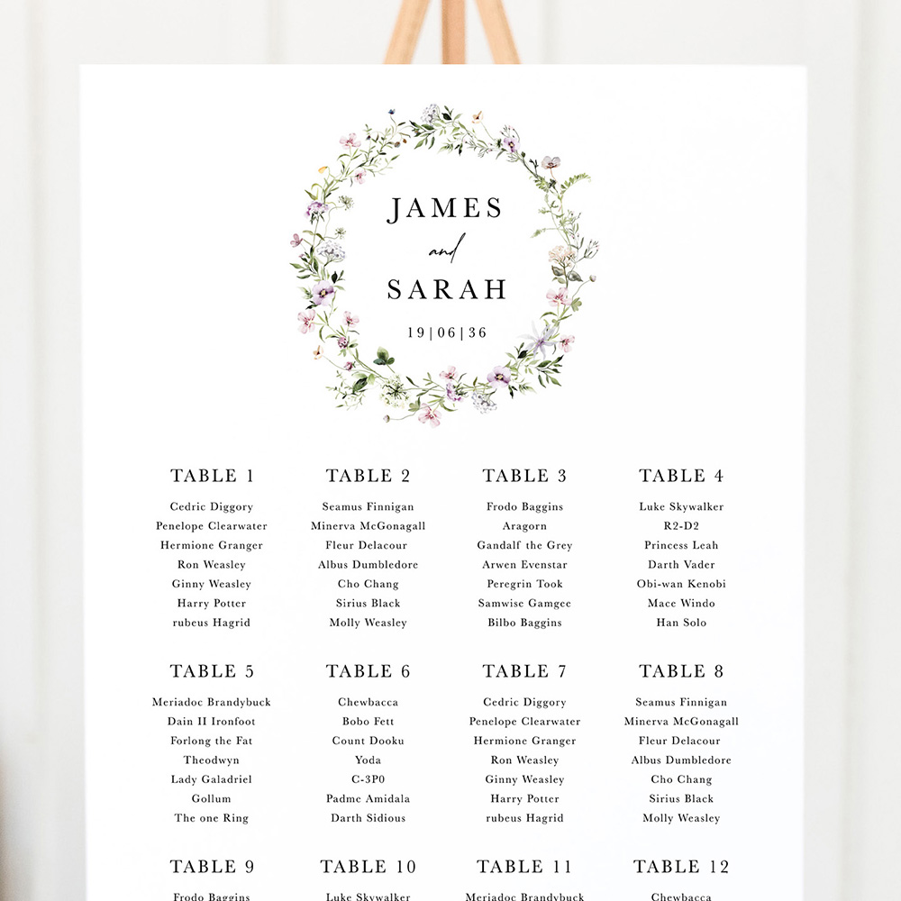 'Spring Blush SC13' Large White Table Plan A2/A1