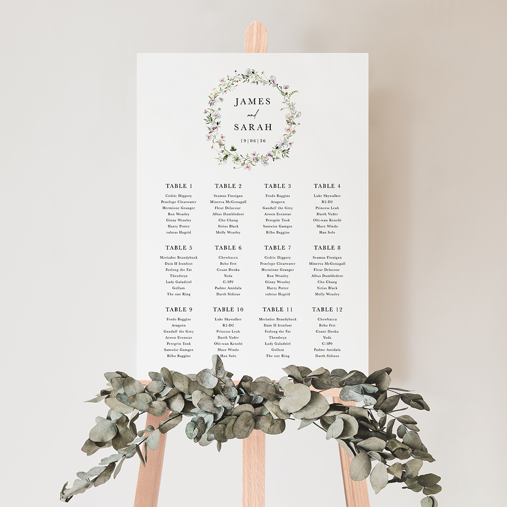 'Spring Blush SC13' Large White Table Plan A2/A1