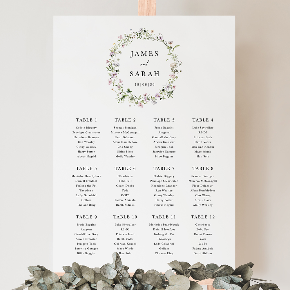 'Spring Blush SC13' Large White Table Plan A2/A1
