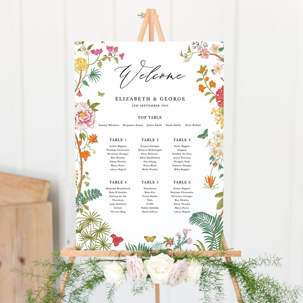 'Vintage Blooms VB10' Large White Table Plan A2/A1