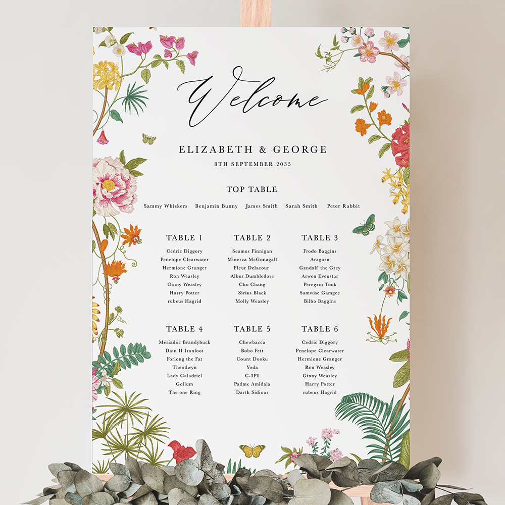 'Vintage Blooms VB10' Large White Table Plan A2/A1