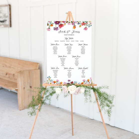 'Wild Floral' Large White Table Plan A2/A1