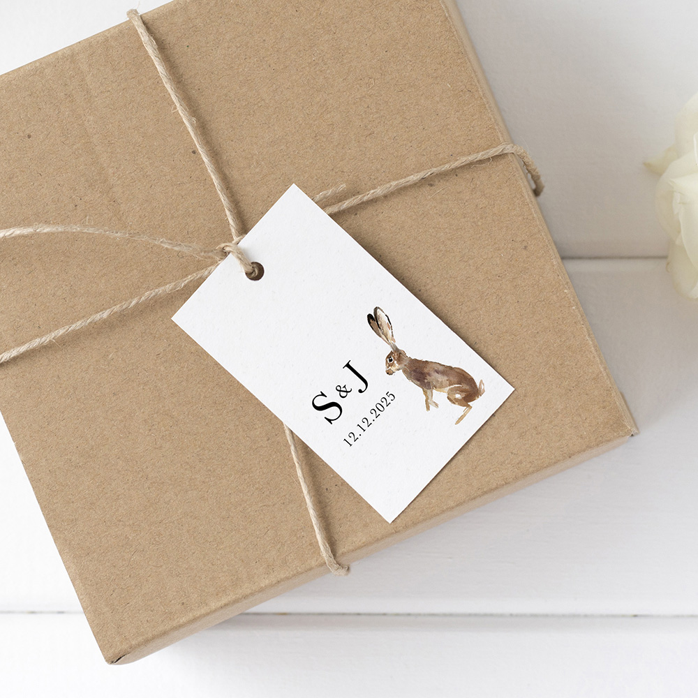 'Christmas Hare' Favour Tags
