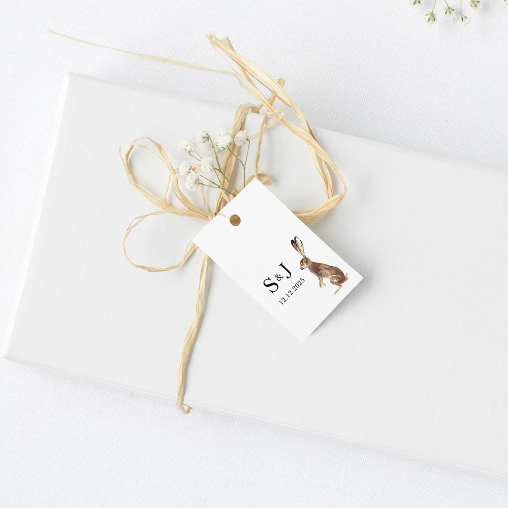 'Christmas Hare' Favour Tags