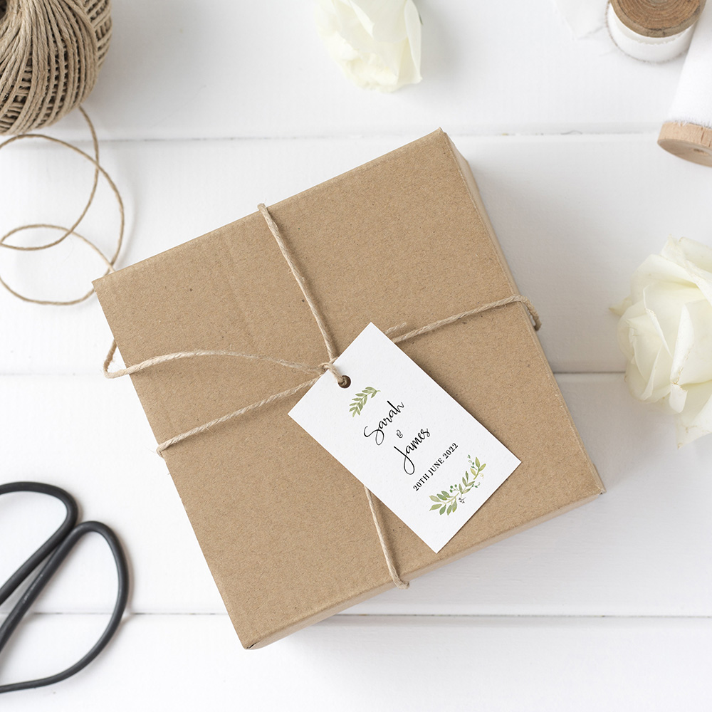 'Green Floral Watercolour' Favour Tags