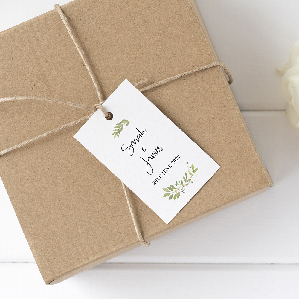 'Green Floral Watercolour' Favour Tags