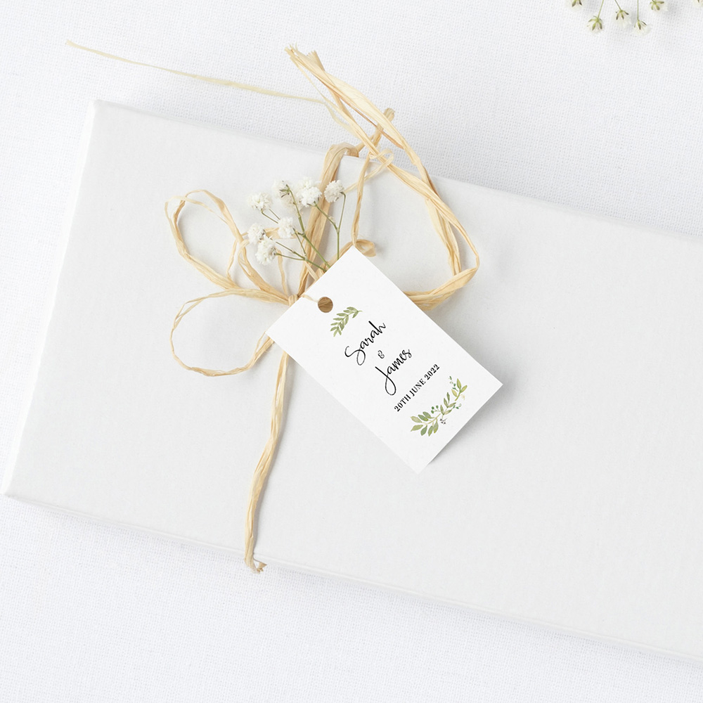 'Green Floral Watercolour' Favour Tags