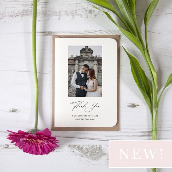 'Calligraphy 1' Folded Photo Thank You Card