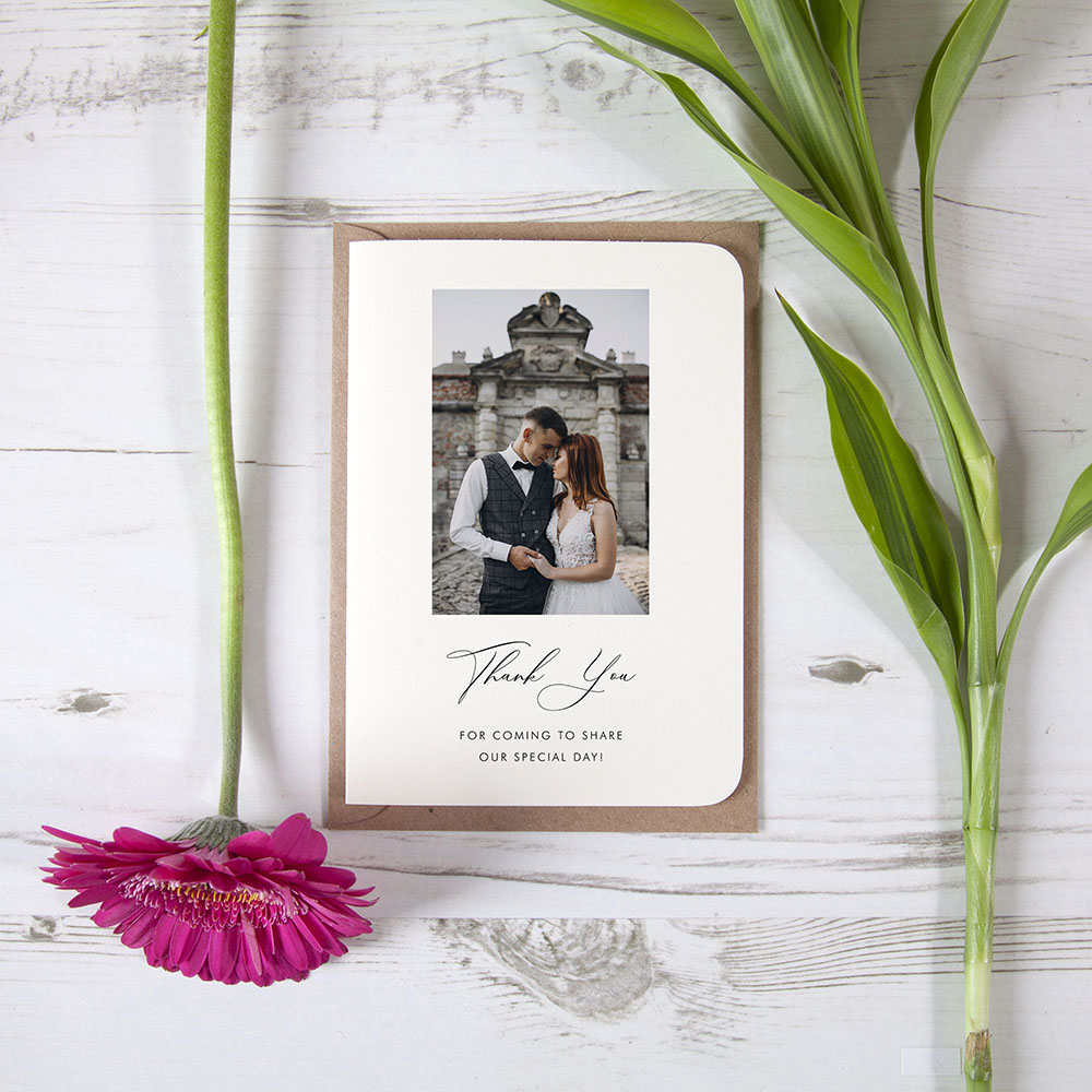 'Calligraphy 1' Folded Photo Thank You Card