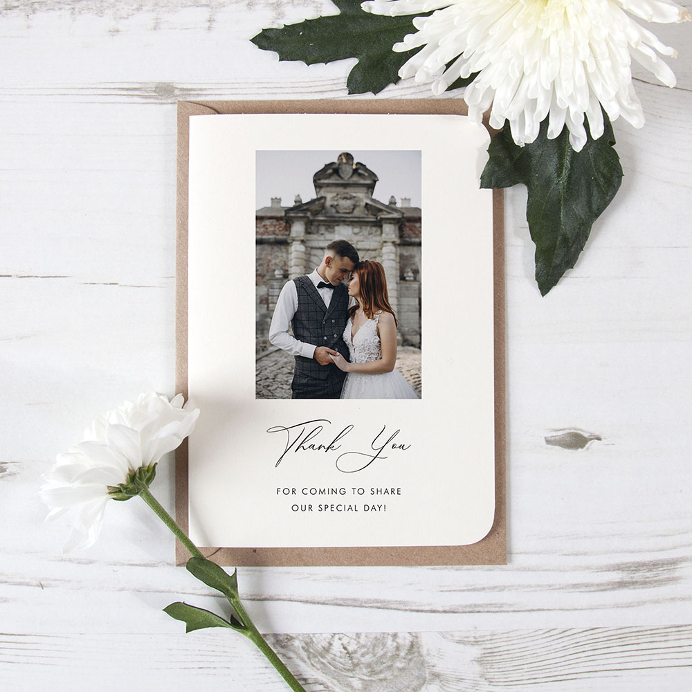 'Calligraphy 1' Folded Photo Thank You Card