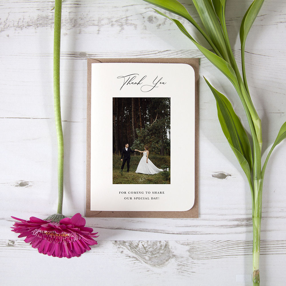 'Calligraphy 3' Folded Photo Thank You Card