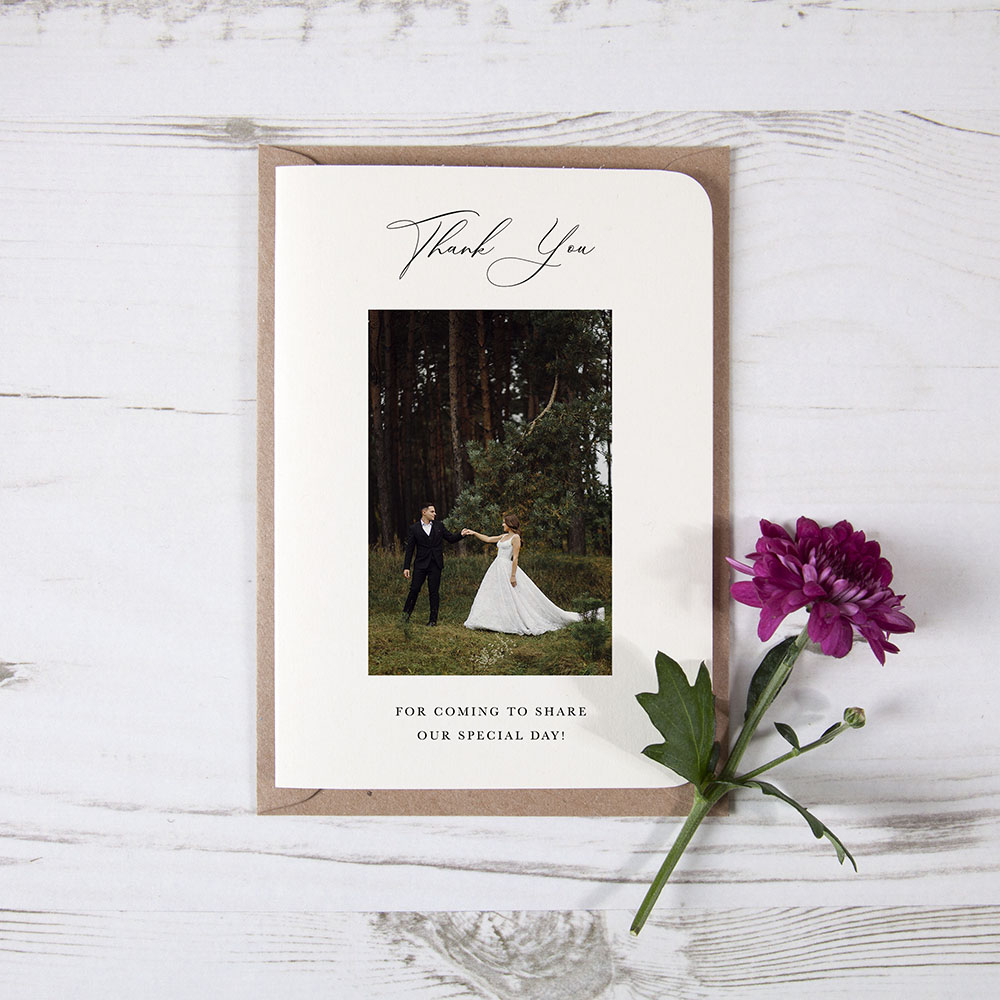 'Calligraphy 3' Folded Photo Thank You Card