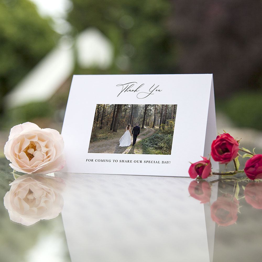 'Calligraphy 3' Folded Photo Thank You Card