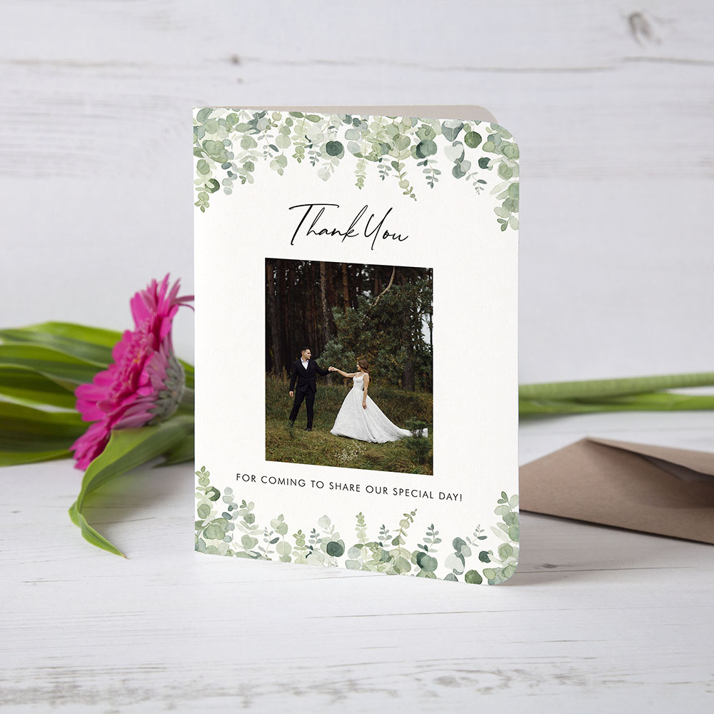 'Classic Eucalyptus CE14' Folded Photo Thank You Card