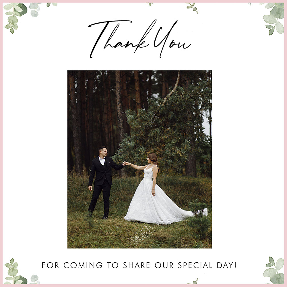'Classic Eucalyptus CE14' Folded Photo Thank You Card