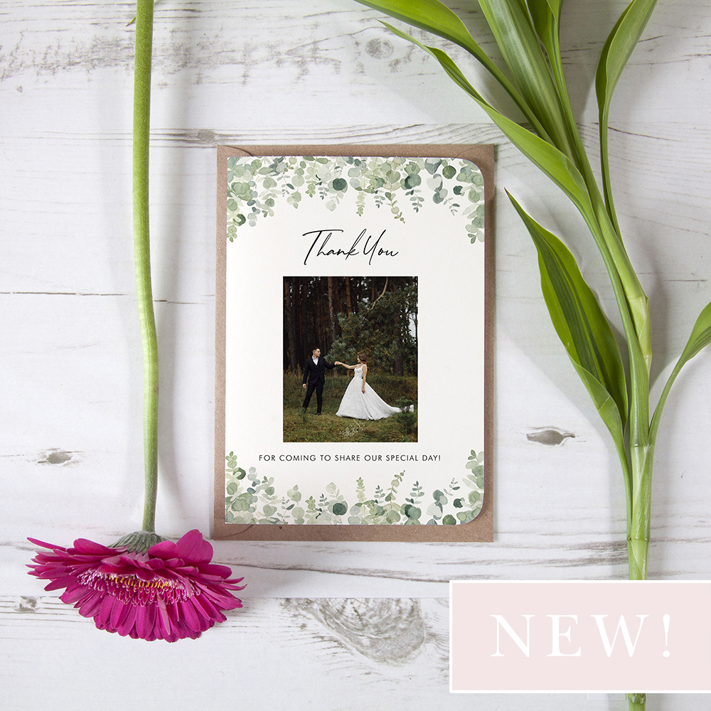 'Classic Eucalyptus CE14' Folded Photo Thank You Card